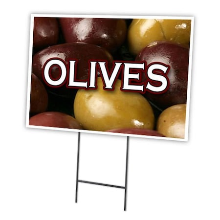 Olives Yard Sign & Stake Outdoor Plastic Coroplast Window